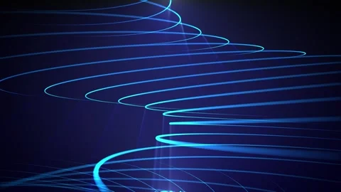Seamless loop animation of abstract composition with moving blue neon lines Vídeos de archivo 264132173