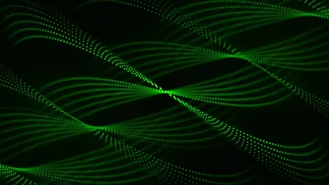 Seamless loop animation of abstract curve form made of glowing green dots Stock Footage 314870948
