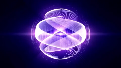 Seamless loop animation of abstract energy sphere made of lines and particles Stock Footage 262251041