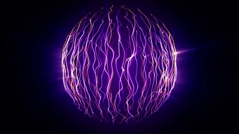 Seamless loop animation of abstract energy sphere field with flame lines Stock Footage 274481882