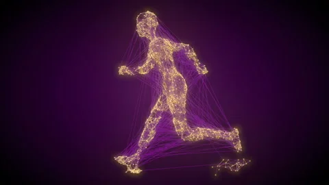 Seamless loop animation of abstract figure from lines and dots. 3d render 4K UHD Stock Footage 135862972