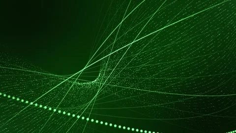 Seamless loop animation of abstract green wave of particles and curvy lines Stock Footage 260814140