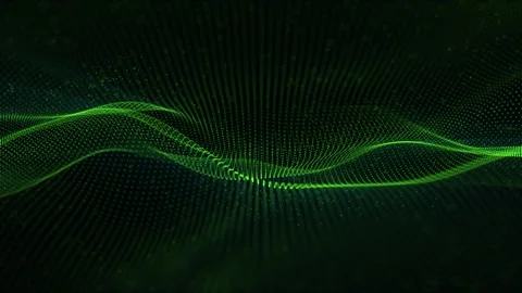 Seamless loop animation of abstract green particle waves with soft glow effect Stock Footage 264592042