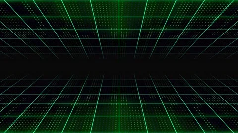 Seamless loop animation of abstract green wave of bright particles and curvy Stock Footage 280332671