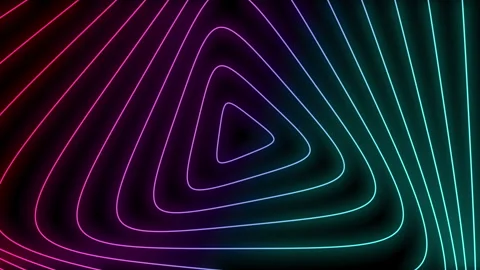 Seamless loop animation of an abstract neon triangular tunnel with glowing Stock Footage 314717075