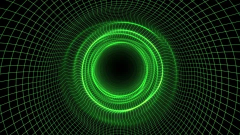 Seamless loop animation of abstract wavy tunnel made of green technological grid Stock Footage 276879698