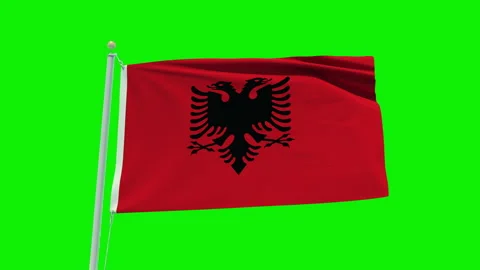 Seamless loop animation of the Albania flag on a green screen background. Stock Footage 201788498