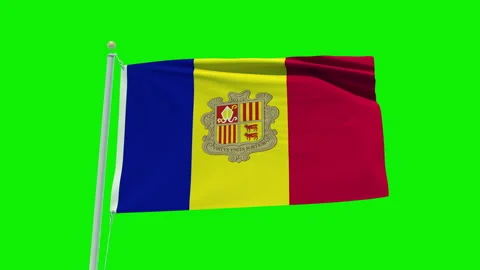 Seamless loop animation of the Andorra flag on a green screen background. Stock Footage 201789306