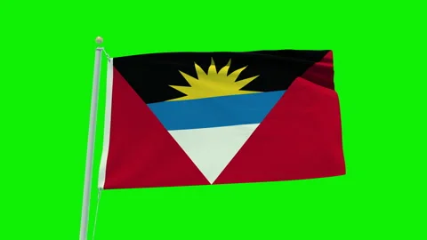Seamless loop animation of the Antigua And Barbuda flag on a green screen Stock Footage 201807730