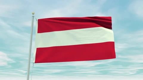 Seamless loop animation of the Austria flag on a blue sky background. Stock Footage 211135117