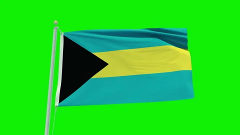 Seamless loop animation of the Bahamas flag on a green screen background. Stock Footage 201789010