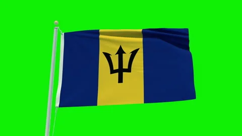 Seamless loop animation of the Barbados flag on a green screen background. Stock Footage 201788353