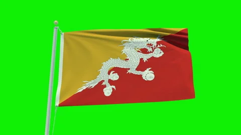 Seamless loop animation of the Bhutan flag on a green screen background. Stock Footage 201789743