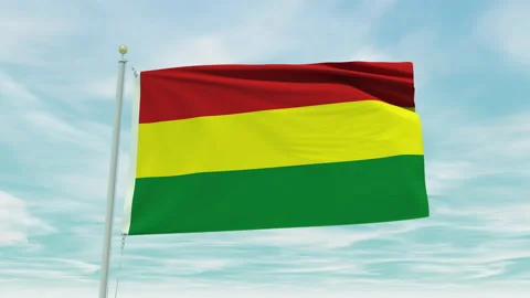 Seamless loop animation of the Bolivia flag on a blue sky background. Stock Footage 211137519