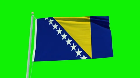 Seamless loop animation of the Bosnia And Herzegovina flag on a green screen Stock Footage 201811336