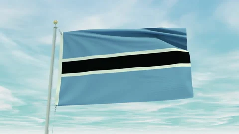 Seamless loop animation of the Botswana flag on a blue sky background. Stock Footage 211117903