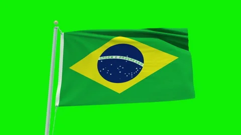 Seamless loop animation of the Brazil flag on a green screen background. Stock Footage 201812960