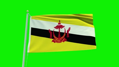 Seamless loop animation of the Brunei flag on a green screen background. Stock Footage 201815507