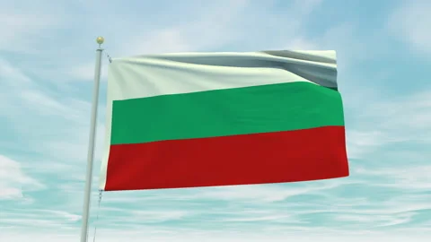 Seamless loop animation of the Bulgaria flag on a blue sky background. Stock Footage 211133017