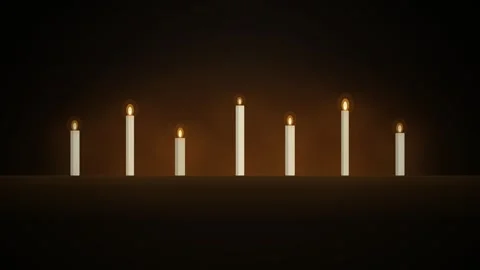 Seamless loop animation of burning white candles on a dark background Stock-Footage 343231074