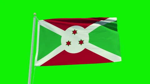 Seamless loop animation of the Burundi flag on a green screen background. Stock Footage 202033206
