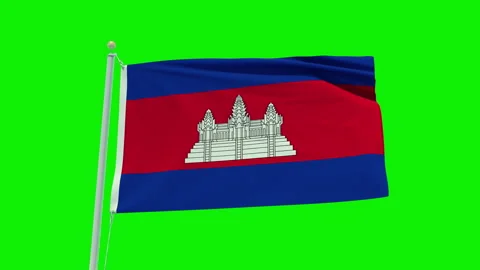 Seamless loop animation of the Cambodia flag on a green screen background. Stock Footage 202031832