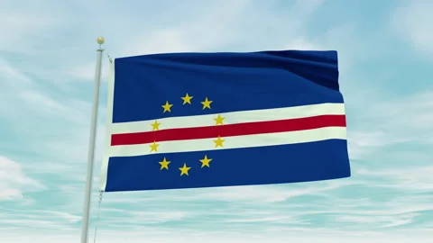 Seamless loop animation of the Cape Verde flag on a blue sky background. Stock Footage 211117226