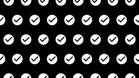 Seamless loop animation of check circle pictogram on black background. Stock Footage 333077093