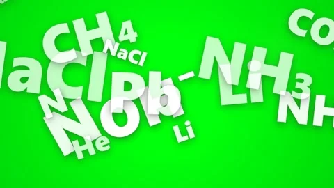 Seamless Loop Animation of Chemical Formulas on Green Background. Stock Footage 333155551