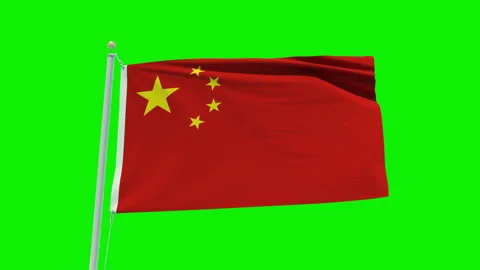 Seamless loop animation of the China flag on a green screen background. Stock Footage 202032302