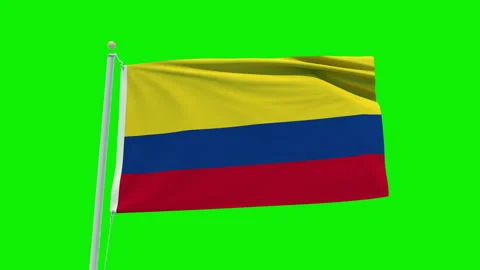 Seamless loop animation of the Colombia flag on a green screen background. Stock Footage 202032406