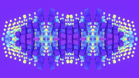 Seamless loop animation of colored crystalline rectangular blocks. 3d rendering Stock Footage 250519648
