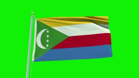 Seamless loop animation of the Comoros flag on a green screen background. Stock Footage 202032795