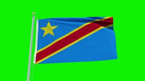 Seamless loop animation of the Congo Democratic Republic flag on a green screen Stock Footage 202033136