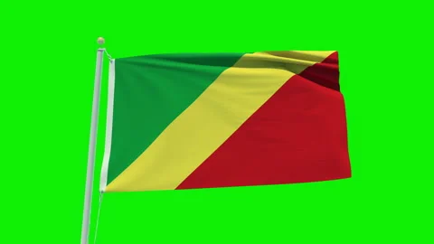 Seamless loop animation of the Congo Republic flag on a green screen background. Stock Footage 202033081
