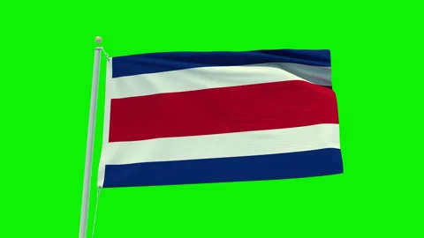 Seamless loop animation of the Costa Rica flag on a green screen background. Stock Footage 202032113