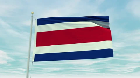 Seamless loop animation of the Costa Rica flag on a blue sky background. Stock Footage 211120800