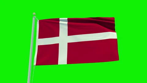 Seamless loop animation of the Denmark flag on a green screen background. Stock Footage 203843965