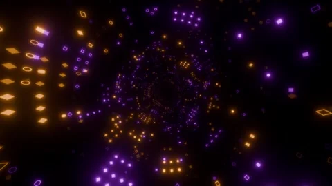 Seamless loop animation with digital tunnel made of glowing elements Stock Footage 291921113