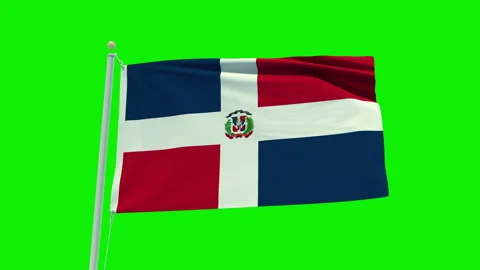 Seamless loop animation of the Dominican Republic flag on a green screen Stock Footage 203843667