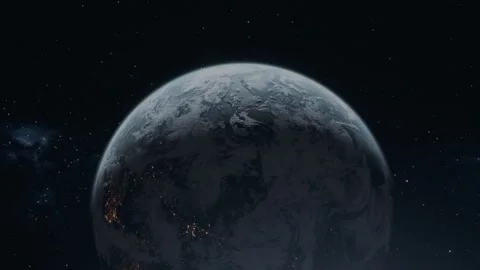 Seamless loop animation of Earth spinning against a galaxy backdrop Video stock 300509109