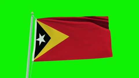 Seamless loop animation of the East Timor flag on a green screen background. Stock Footage 203844240