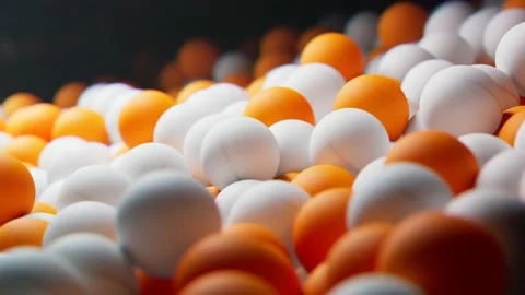 Seamless loop animation of endless supply of ping pong balls. Table tennis balls Stock Footage 133435215