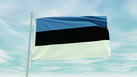 Seamless loop animation of the Estonia flag on a blue sky background. Stock Footage 211114095