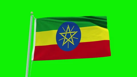 Seamless loop animation of the Ethiopia flag on a green screen background. Stock Footage 203845115