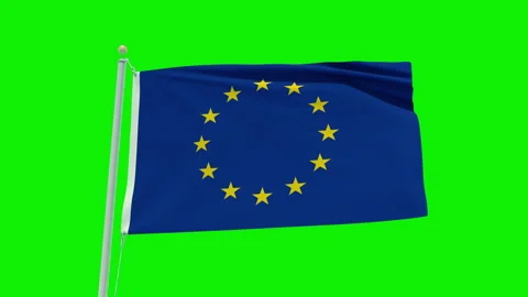 Seamless loop animation of the European Union flag on a green screen background. Stock Footage 203842798