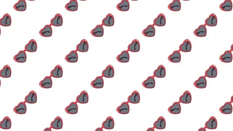 Seamless loop animation featuring trendy red heart-shaped sunglasses Stock Footage 327807664