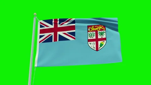 Seamless loop animation of the Fiji flag on a green screen background. Stock Footage 203845460