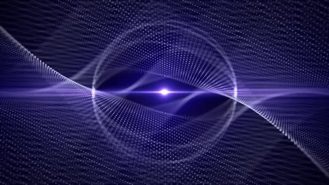 Seamless loop animation of flowing abstract particle fields and rotating sphere Stock Footage 266287816