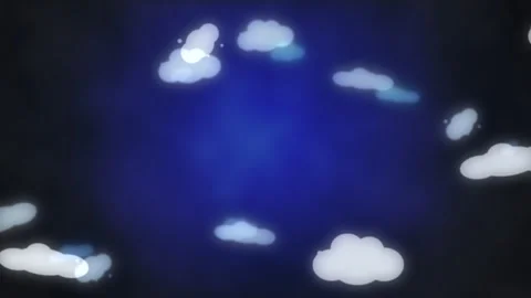 Seamless loop animation of fluffy clouds drifting across dark blue night sky Vidéo 346740531
